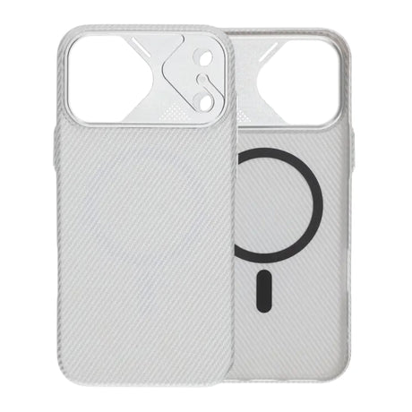 iPhone 17 Pro Max Cover Kulfibermønster MagSafe Sølv