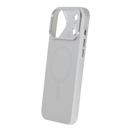 iPhone 17 Pro Max Cover Kulfibermønster MagSafe Sølv