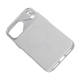 iPhone 17 Pro Max Cover Kulfibermønster MagSafe Sølv