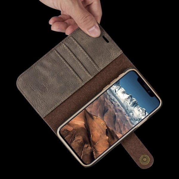 Dg.Ming iPhone X/Xs Pungcover Aftageligt Cover Mørkebrun