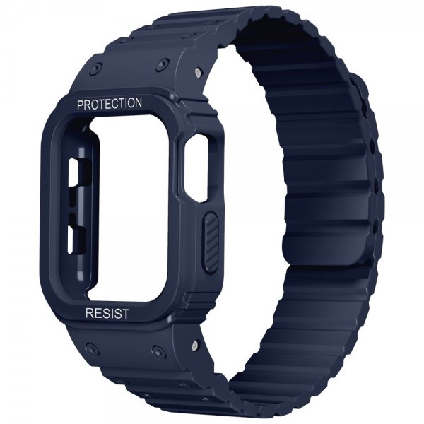 Apple Watch 40/41mm Armbånd med Cover Silikone Magnetlukning Blå