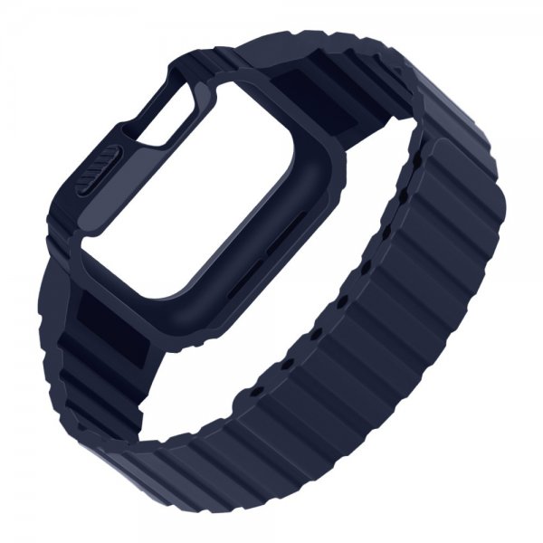 Apple Watch 40/41mm Armbånd med Cover Silikone Magnetlukning Blå
