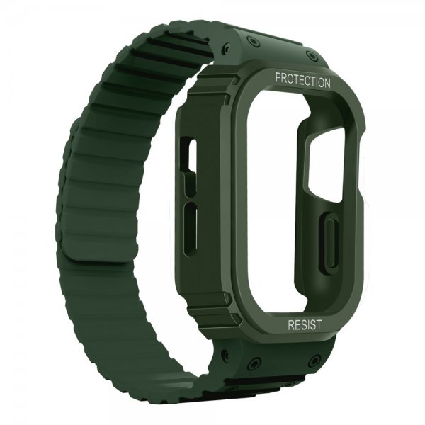 Apple Watch 40/41mm Armbånd med Cover Silikone Magnetlukning Grøn