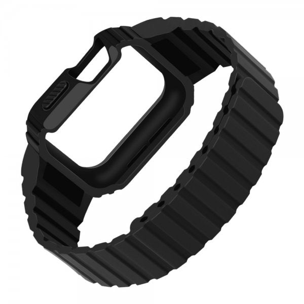 Apple Watch 40/41mm Armbånd med Cover Silikone Magnetlukning Sort