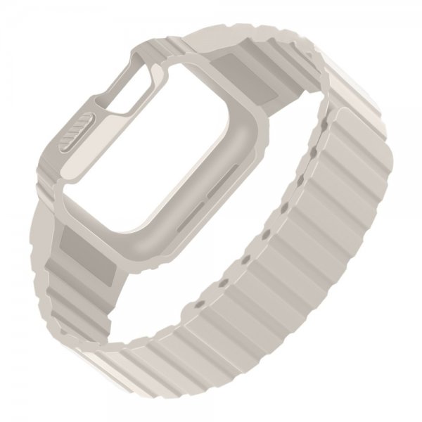 Apple Watch 40/41mm Armbånd med Cover Silikone Magnetlukning Hvid
