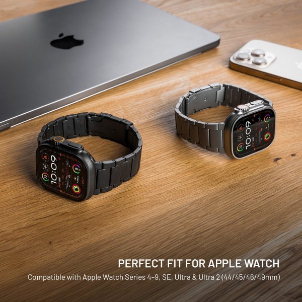 Fast Apple Watch 42/44/45/46mm Armbånd Titanium Strap Natural
