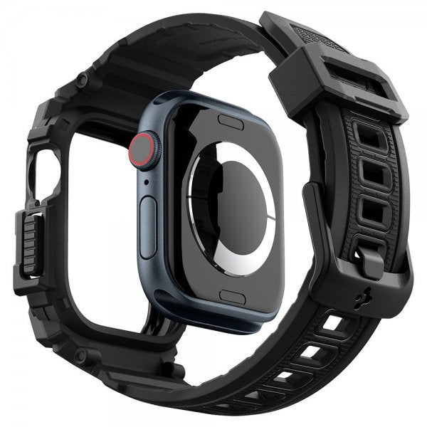 Spigen Apple Watch 42mm (Serie 10/11) Rem og Cover Rugged Armor Pro Mat Sort