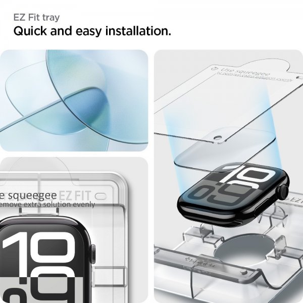 Spigen Apple Watch 42mm (Serie 10/11) Skærmbeskyttelse EliteShield EZ Fit 2-pak