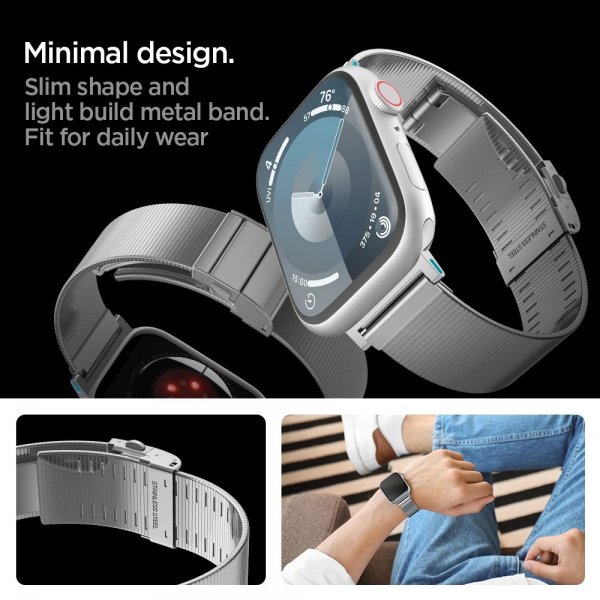 Spigen Apple Watch 44/45/46mm/Ultra 49mm Rem Sleek Link Sølv