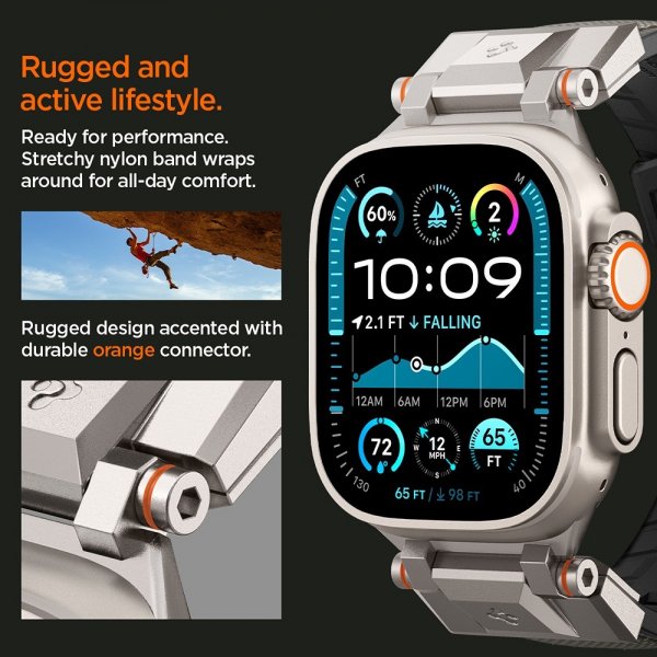 Spigen Apple Watch 44/45/46mm/Ultra 49mm Armbånd DuraPro Armor Grå