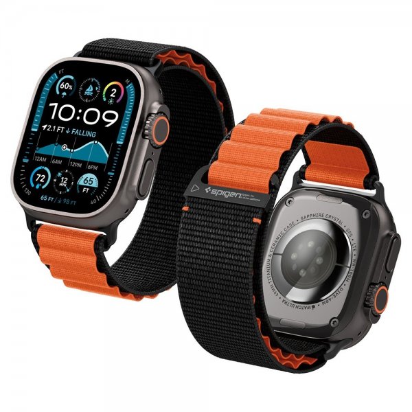 Spigen Apple Watch 44/45/46mm/Ultra 49mm Rem WBF1 Sort Orange