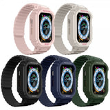 Apple Watch 44/45mm Armbånd med Cover Silikone Magnetlukning Lyserød
