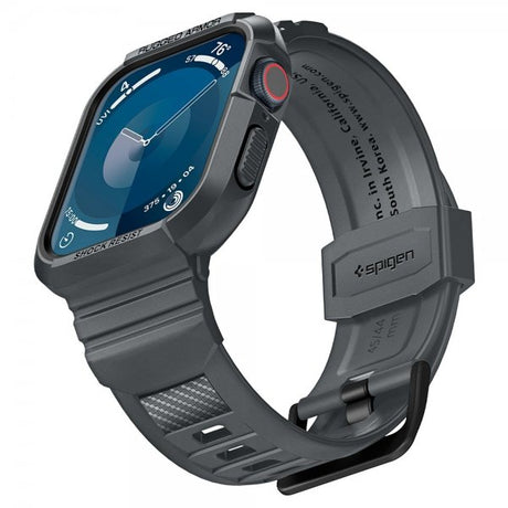 Spigen Apple Watch 44/45mm Armbånd og Cover Rugged Armor Pro Dark Gray