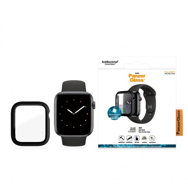 PanzerGlass Apple Watch 44mm (Series 4/5/6/SE) Cover med Skærmbeskyttelse Full Body Protection Sort