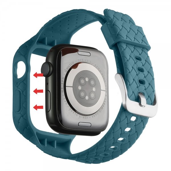 Apple Watch 45mm Armbånd Vævetekstur Grønblå