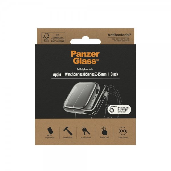PanzerGlass Apple Watch 45mm Skal med Skærmbeskyttelse Full Body Protector Sort
