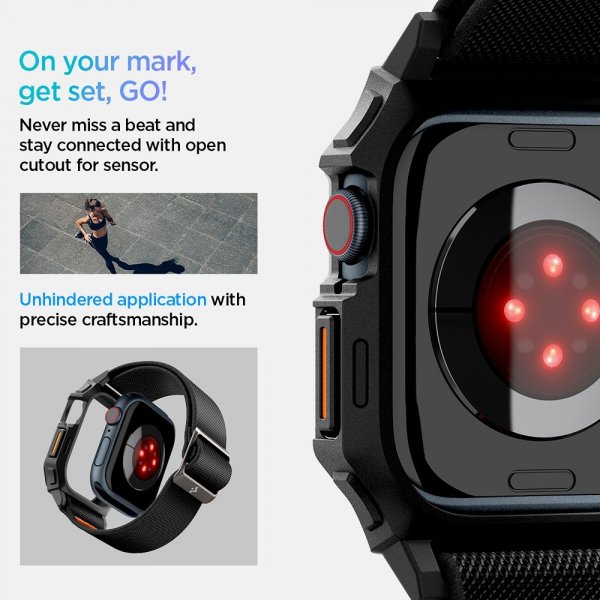 Spigen Apple Watch 46mm (Series 10/11) Rem og etui Lite Fit Pro Matte Black