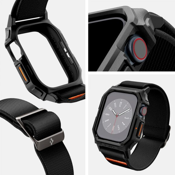 Spigen Apple Watch 46mm (Series 10/11) Rem og etui Lite Fit Pro Matte Black