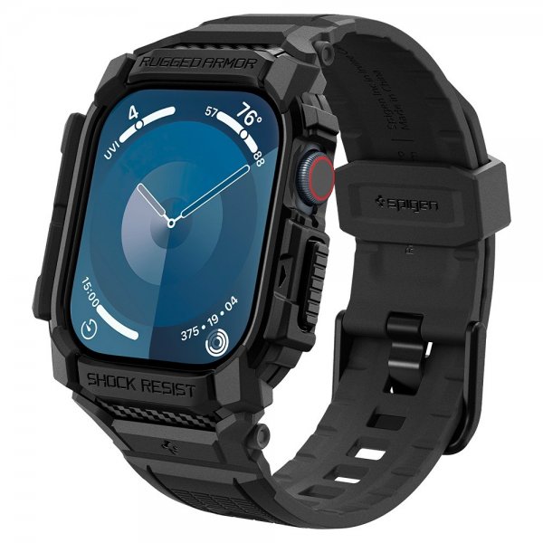 Spigen Apple Watch 46 mm (Series 10/11) Armbånd og Skal Rugged Armor Pro Matte Black