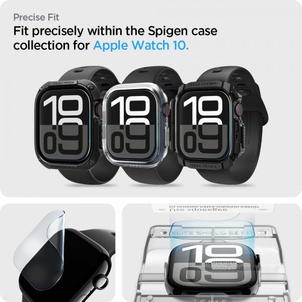 Spigen Apple Watch 46mm (Series 10/11) Skærmbeskyttelse EliteShield EZ Fit 2-pak