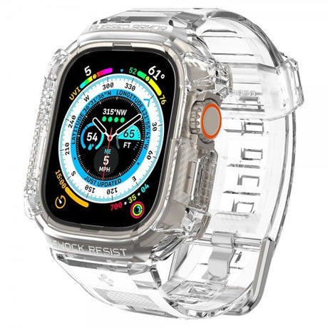 Spigen Apple Watch Ultra 49mm Armbånd og Cover Rugged Armor Pro Crystal Clear