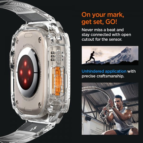 Spigen Apple Watch Ultra 49mm Armbånd og Cover Rugged Armor Pro Crystal Clear