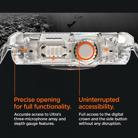 Spigen Apple Watch Ultra 49mm Armbånd og Cover Rugged Armor Pro Crystal Clear
