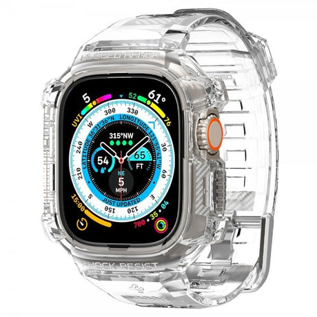 Spigen Apple Watch Ultra 49mm Armbånd og Cover Rugged Armor Pro Crystal Clear
