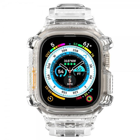 Spigen Apple Watch Ultra 49mm Armbånd og Cover Rugged Armor Pro Crystal Clear