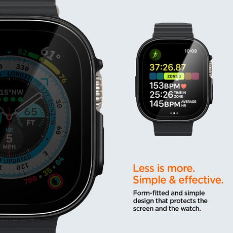 Spigen Apple Watch Ultra Etui med Skærmbeskytter Thin Fit 360 Sort