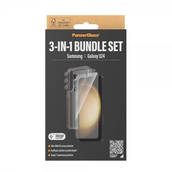 PanzerGlass Samsung Galaxy S24 Cover Skærmbeskyttelse Kamerabeskyttelse 3-i-1 Bundlesæt