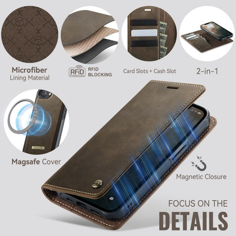 CaseMe iPhone 16e/iPhone 17e Etui C49 Series Brun