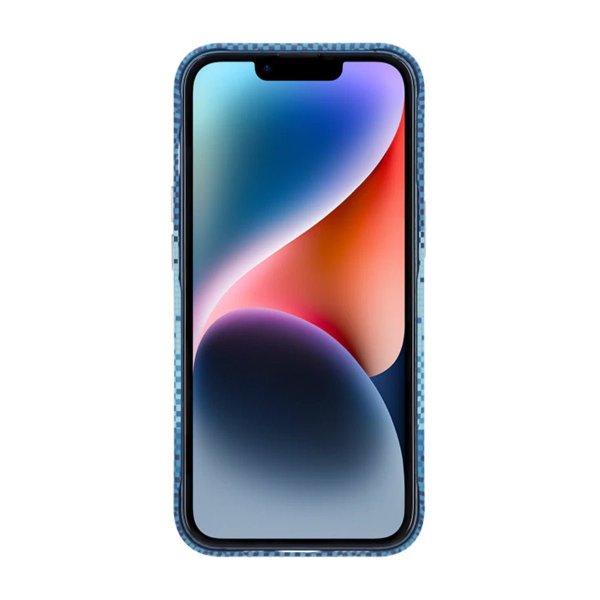 iPhone 13/iPhone 14 Cover Udklappeligt Stativ MagSafe Stribet Blå