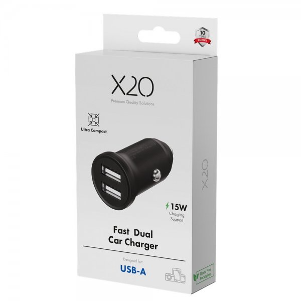 X2O Billader 2x12W USB-A Sort