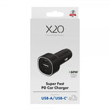 X2O Billader 60W Triple USB-C/USB-A GaN Sort