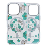 Cover til iPhone 16 Pro med blomstermønster og MagSafe Grøn