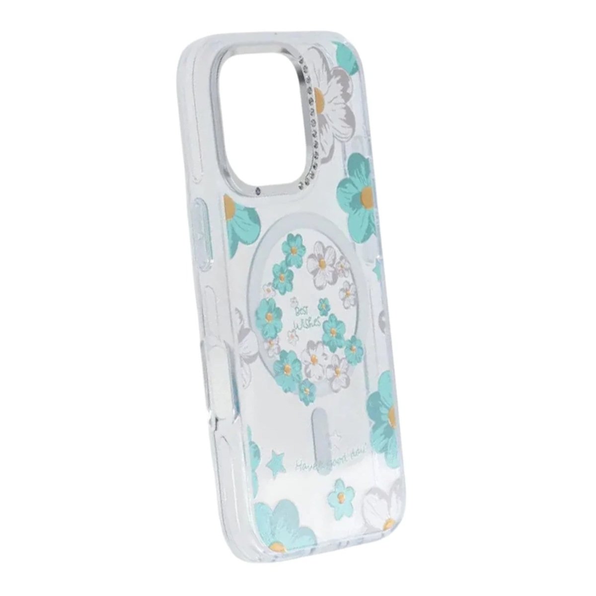 Cover til iPhone 16 Pro med blomstermønster og MagSafe Grøn
