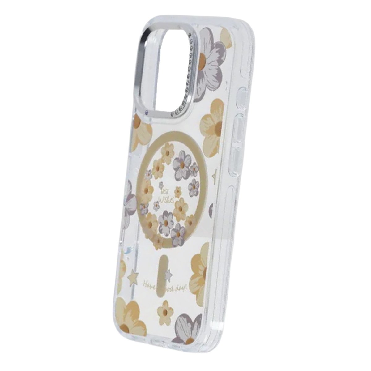 Cover til iPhone 16 Pro med blomstermønster og MagSafe Gul