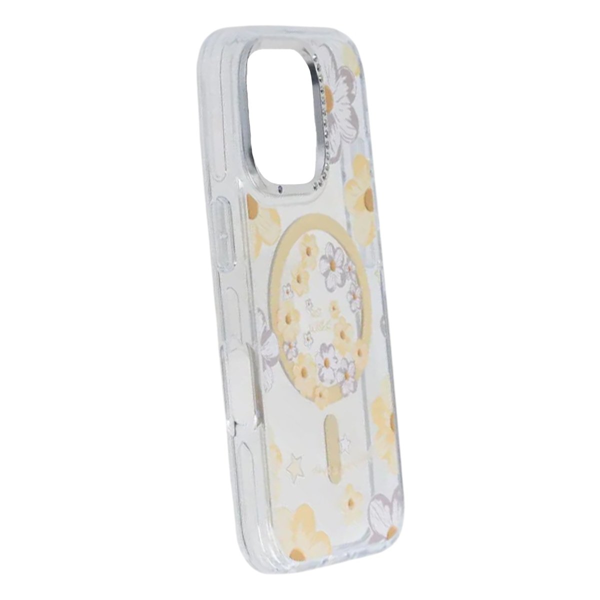 Cover til iPhone 16 Pro med blomstermønster og MagSafe Gul