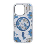 iPhone 16 Pro Max Cover med blomstermønster MagSafe Blå