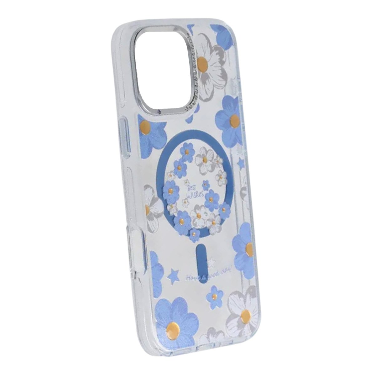 iPhone 16 Pro Max Cover med blomstermønster MagSafe Blå
