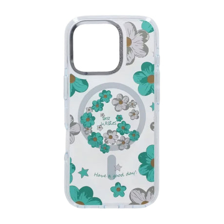 iPhone 16 Pro Max Cover med blomstermønster MagSafe Grøn