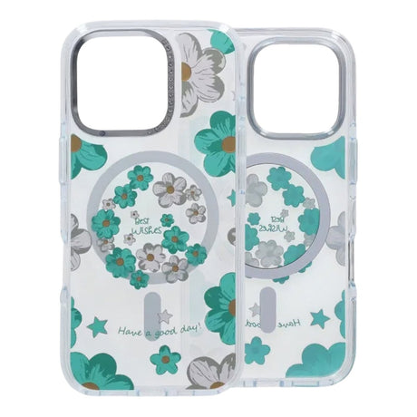 iPhone 16 Pro Max Cover med blomstermønster MagSafe Grøn