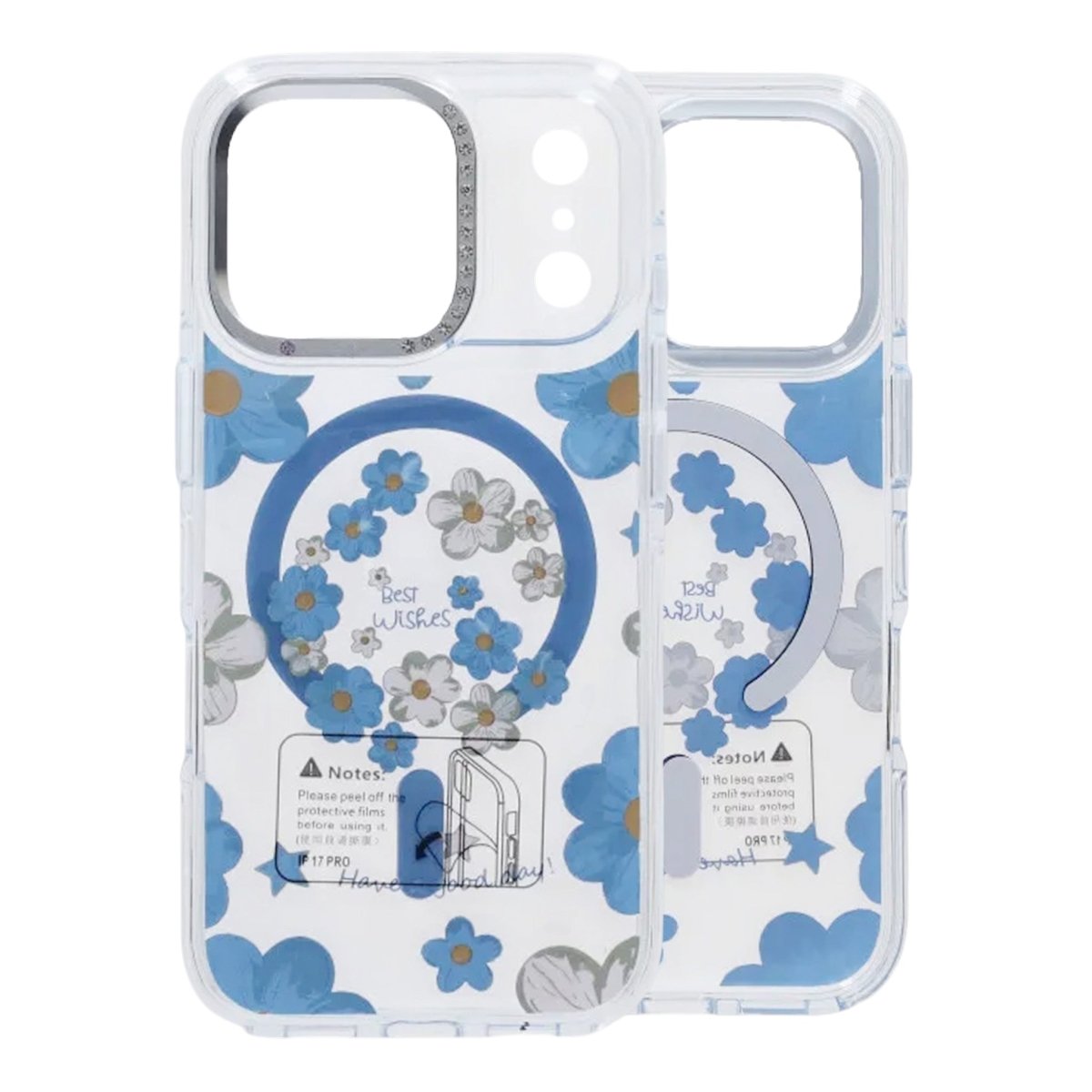 iPhone 17 Pro Cover med blomstermønster MagSafe Blå
