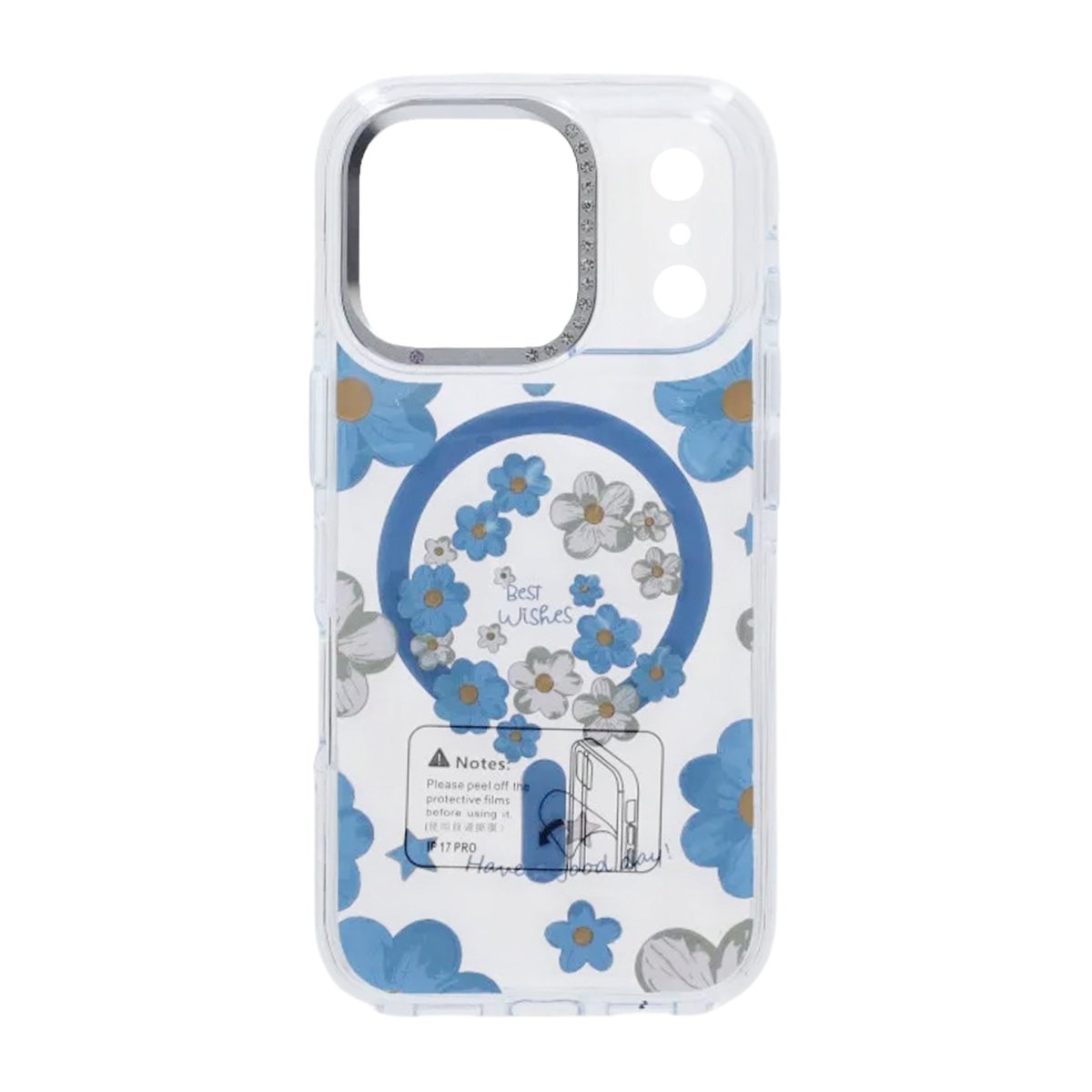 iPhone 17 Pro Max Cover med blomstermønster MagSafe Blå