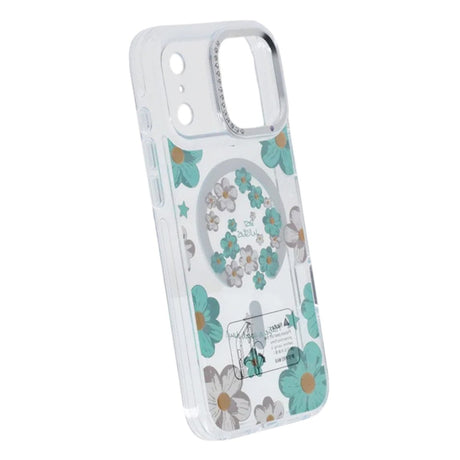 iPhone 17 Pro Max Cover med blomstermønster MagSafe Grøn