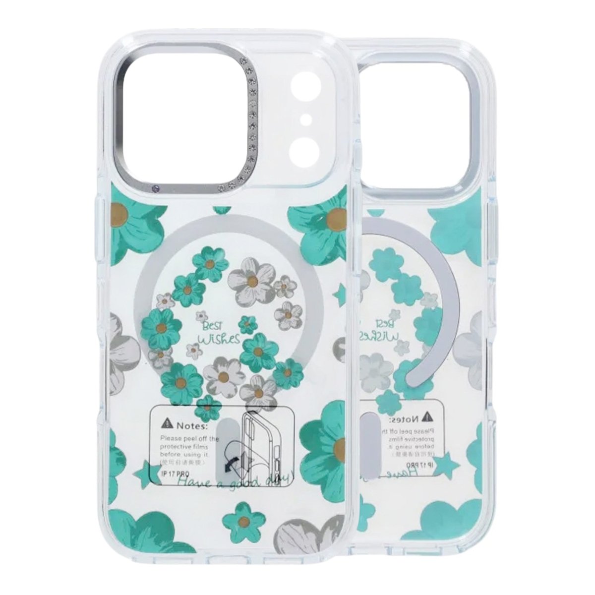 iPhone 17 Pro Max Cover med blomstermønster MagSafe Grøn