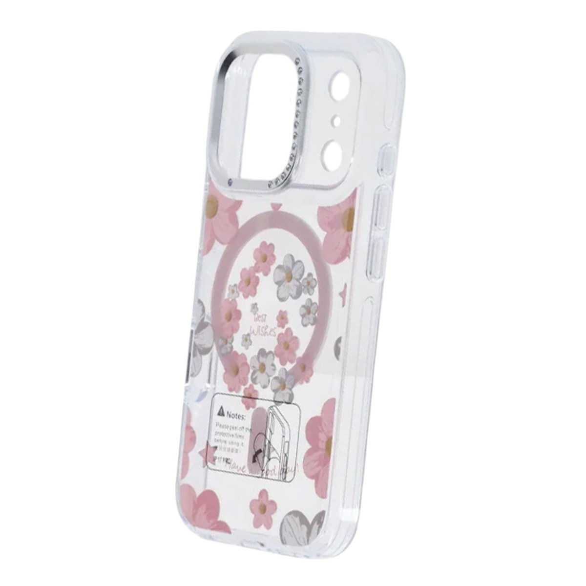 iPhone 17 Pro Max Cover med blomstermønster MagSafe Lyserød