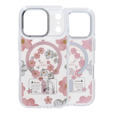 iPhone 17 Pro Max Cover med blomstermønster MagSafe Lyserød