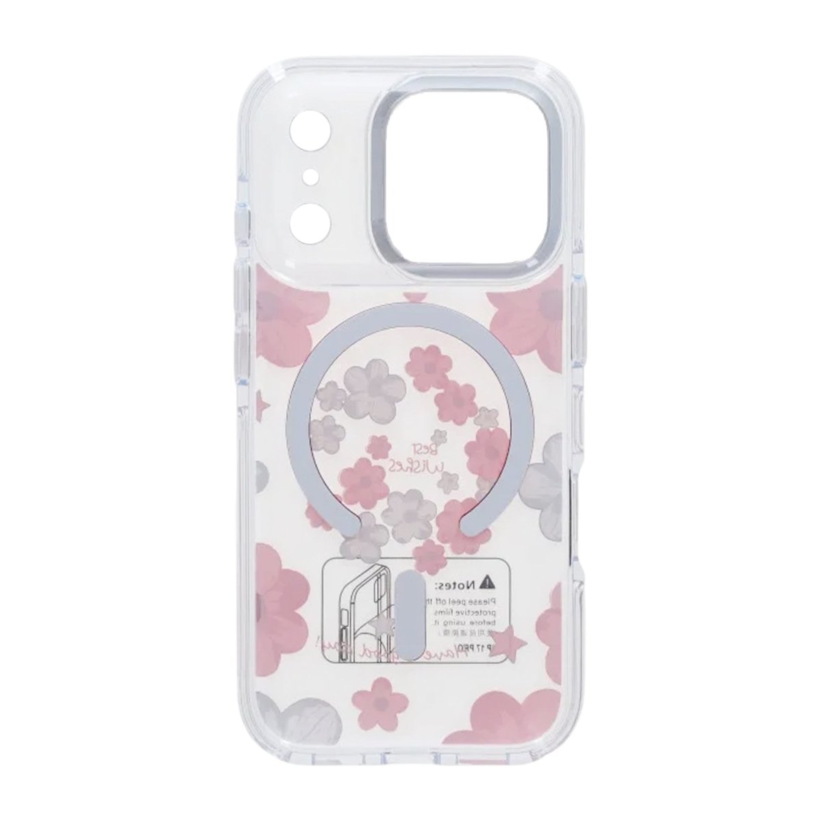 iPhone 17 Pro Cover med blomstermønster MagSafe Lyserød